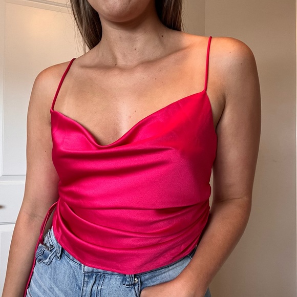 Dynamite Pink Satin Tank - Picture 2 of 8